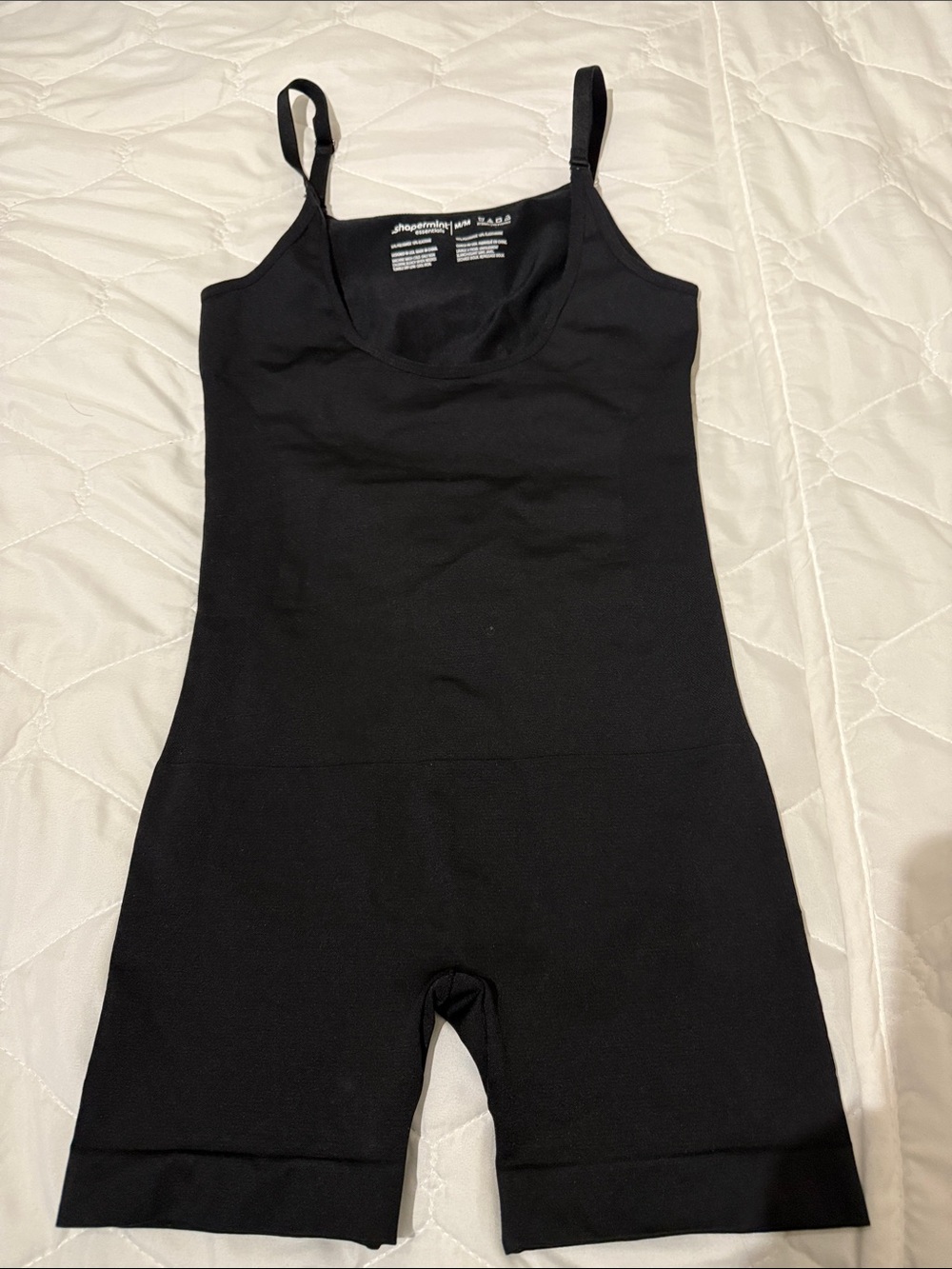 Shapermint Black Women One-Piece Bodysuit with Adjustable Straps